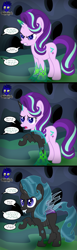 Size: 3840x12462 | Tagged: safe, artist:damlanil, starlight glimmer, changeling, pony, unicorn, g4, changeling hive, changeling slime, changelingified, comic, commission, female, hive, horn, implied chrysalis, link in description, magic, mare, mind control, offscreen character, shiny mane, show accurate, solo, species swap, speech bubble, story, story included, text, transformation, transformation sequence, vector, wings