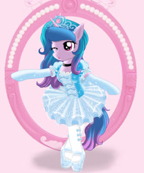 Size: 1600x1920 | Tagged: safe, artist:avchonline, izzy moonbow, pony, unicorn, semi-anthro, g5, arm hooves, ballerina, ballet, ballet slippers, beautiful, bow, canterlot royal ballet academy, clothes, cute, en pointe, gloves, izzybetes, izzyrina, jewelry, moonbowrina, one eye closed, ribbon, tiara, tights, tiptoe, tutu, wink