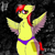 Size: 2048x2048 | Tagged: safe, artist:jay_wackal, oc, oc only, oc:marmalade, pegasus, pony, belly button, bipedal, black and red mane, clothes, cute, ear piercing, earring, feathered wings, female, fluffy, goth, high res, jewelry, mare, panties, pegasus wings, piercing, purple panties, red eyes, solo, spread wings, thighs, underwear, wings
