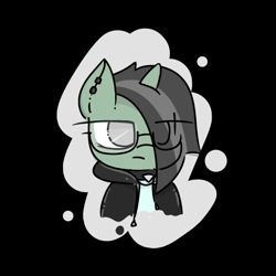 Size: 600x600 | Tagged: safe, artist:nade shigate, oc, oc only, oc:nade shigate, alicorn, hybrid, pony, zebra, zony, pony town, alicorn oc, black background, female, glasses, horn, lazy, minimalist, simple background, solo, wings, zebra oc, zony oc