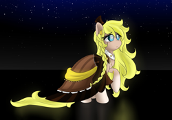 Size: 4095x2874 | Tagged: safe, artist:rolo, oc, oc only, earth pony, pony, 2012, :o, clothes, dress, female, hat, jewelry, mare, necklace, night, open mouth, pocket watch, raised hoof, solo, stars, top hat