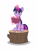 Size: 3071x4096 | Tagged: safe, artist:rolo, twilight sparkle, pony, unicorn, g4, adorkable, blushing, book, book title humor, bookhorse, cute, dork, eye clipping through hair, featured image, female, glowing, glowing horn, happy, high res, horn, levitation, magic, magic aura, mare, open mouth, open smile, reading, shadow, sidemouth, simple background, sitting, smiling, solo, telekinesis, tree stump, twiabetes, unicorn twilight, white background