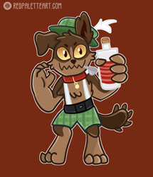 Size: 828x965 | Tagged: safe, artist:redpalette, oc, oc:chompy, diamond dog, anthro, alcohol, clothes, collar, irish, liquor, outfit