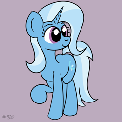 Size: 2000x2000 | Tagged: safe, artist:dafiltafish, trixie, pony, unicorn, g4, cute, diatrixes, female, gray background, high res, looking to the right, mare, raised hoof, simple background, smiling, solo