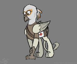 Size: 2400x2000 | Tagged: safe, artist:somber, oc, oc only, griffon, fallout equestria, clothes, fallout equestria: longtalons, female, griffon oc, high res, medic, nurse, solo