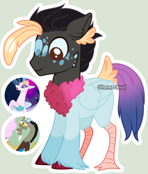 Size: 2274x2670 | Tagged: safe, artist:stormcloud-yt, discord, queen novo, oc, draconequus, hybrid, pony, g4, my little pony: the movie, base used, female, high res, interspecies offspring, male, offspring, outline, parent:discord, parent:queen novo, parents:novocord, screencap reference, simple background, white outline