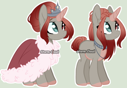 Size: 2999x2088 | Tagged: safe, artist:stormcloud-yt, oc, oc only, pony, unicorn, base used, cloak, clothes, duo, female, heterochromia, high res, horn, jewelry, mare, offspring, parent:fluttershy, parent:king sombra, parents:sombrashy, simple background, tiara, unicorn oc