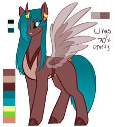 Size: 1353x1491 | Tagged: safe, artist:purplegrim40, oc, oc only, pony, colored hooves, ear piercing, earring, grin, hair over one eye, horn, horn ring, jewelry, magical lesbian spawn, offspring, parent:queen chrysalis, parent:somnambula, piercing, ring, smiling, solo