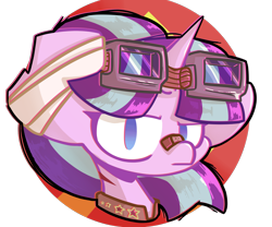 Size: 1200x1000 | Tagged: safe, artist:ronin20181, starlight glimmer, pony, unicorn, g4, bust, female, goggles, partial background, simple background, solo, transparent background