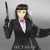 Size: 1024x1024 | Tagged: safe, artist:lencai123, octavia melody, human, g4, bowtie, clothes, female, gradient background, gun, handgun, hitman, humanized, pistol, silencer, solo, suit, weapon