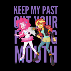 Size: 4500x4500 | Tagged: safe, artist:theratedrshimmer, pinkie pie, sunset shimmer, equestria girls, g4, my past is not today, abuse, censored, censored vulgarity, chris rock, clothes, female, meme, pinkiebuse, ponified meme, skirt, slap, upset, will smith, will smith slapping chris rock