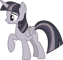 Size: 3112x3000 | Tagged: safe, artist:cloudy glow, artist:wardex101, edit, twilight sparkle, alicorn, pony, a health of information, g4, discorded, discorded twilight, female, folded wings, full body, high res, hooves, horn, mare, o, o mouth, open mouth, raised hoof, simple background, solo, standing, tail, transparent background, twilight sparkle (alicorn), twilight tragedy, vector, wings