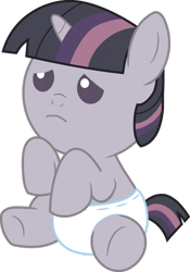 Size: 1280x1825 | Tagged: safe, artist:foxyfell1337, twilight sparkle, pony, g4, baby, baby pony, discorded, discorded twilight, sad, simple background, solo, transparent background, twilight tragedy, younger