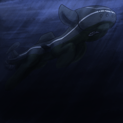 Size: 2500x2500 | Tagged: safe, artist:t72b, oc, boatpony, pony, submarine pony, akula-class, boat, clothes, female, high res, mare, ocean, ponified, sharp teeth, solo, submareine, submarine, swimming, teeth, underwater, water