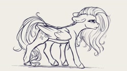 Size: 3507x1974 | Tagged: safe, artist:miokomata, fluttershy, pegasus, pony, g4, angry, female, floppy ears, freckles, freckleshy, frown, grayscale, lidded eyes, mare, monochrome, simple background, sketch, solo, white background