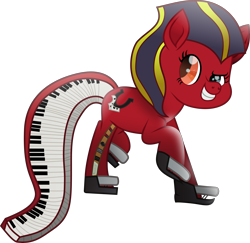 Size: 6211x6037 | Tagged: safe, artist:php178, oc, oc:nord stage, earth pony, nord pony, piano pony, pony, my little pony: the movie, .svg available, augmentation, augmented, augmented tail, control panel, determination, determined, determined face, determined look, determined smile, earth pony oc, female, gray eyes, grin, heterochromia, horseshoes, inkscape, keyboard, mare, movie accurate, multicolored tail, musical instrument, nord stage (piano), orange eyes, pedal, piano, ponified, raised hoof, red, regeneration, smiling, solo, sustain pedal, tail, two toned mane, vector, what has science done