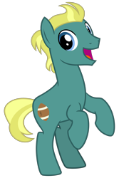Size: 2000x3000 | Tagged: safe, artist:cheezedoodle96, end zone, earth pony, pony, g4, .svg available, friendship student, full body, high res, hooves, looking at you, male, open mouth, open smile, rearing, show accurate, simple background, smiling, smiling at you, solo, stallion, svg, tail, transparent background, two toned mane, two toned tail, vector