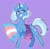 Size: 1371x1348 | Tagged: safe, artist:boorakun, trixie, pony, unicorn, g4, chest fluff, eyelashes, female, grin, horn, lavender background, looking at you, mare, pride, pride flag, raised hoof, simple background, smiling, smiling at you, solo, sparkles, starry eyes, tail, trans female, trans trixie, transgender, transgender pride flag, wingding eyes