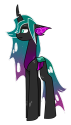 Size: 600x1056 | Tagged: safe, artist:goldlines005, queen chrysalis, changeling, changeling queen, g4, alternate design, changeling queen oc, purple changeling, simple background, solo, transparent background