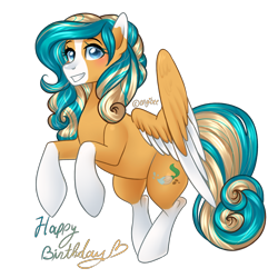 Size: 3700x3700 | Tagged: safe, artist:kaikururu, oc, oc only, pegasus, pony, coat markings, colored wings, female, grin, high res, mare, pegasus oc, rearing, simple background, smiling, socks (coat markings), solo, transparent background, two toned wings, wings