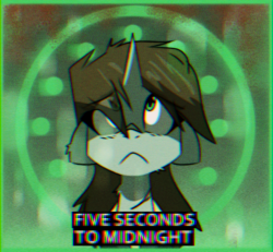Size: 1300x1200 | Tagged: safe, artist:provolonepone, oc, oc only, oc:littlepip, pony, unicorn, fallout equestria, bust, caption, chromatic aberration, clock, doomsday clock, fallout, female, floppy ears, full face view, looking up, mare, solo, text, tno in comments