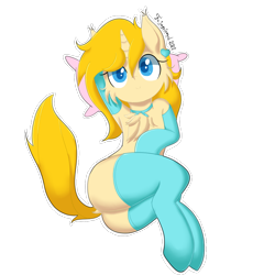 Size: 1080x1080 | Tagged: safe, artist:fajnyziomal, oc, pony, unicorn, armpits, butt, cheek fluff, clothes, commission, ear piercing, earring, gloves, jewelry, piercing, pillow, plot, s, socks, solo, ych result
