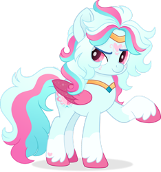 Size: 1920x2051 | Tagged: safe, artist:cirillaq, minty, star catcher, pegasus, pony, coat markings, female, folded wings, full body, fusion, hooves, mare, multicolored mane, multicolored tail, raised hoof, shadow, show accurate, simple background, socks (coat markings), solo, standing, tail, transparent background, unshorn fetlocks, wings