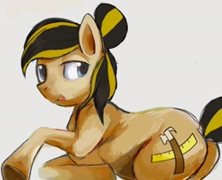 Size: 1937x1576 | Tagged: safe, artist:yidwags, oc, oc:blue collar, earth pony, pony, butt, construction pony, female, lying down, mare, plot, solo