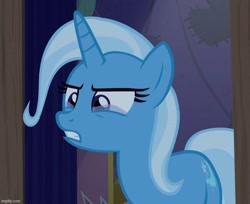 Size: 738x601 | Tagged: safe, screencap, trixie, pony, unicorn, g4, no second prances, season 6, cropped, crying, female, gritted teeth, horn, imgflip, mare, sad, solo, teary eyes