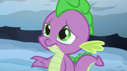 Size: 1280x720 | Tagged: safe, screencap, spike, dragon, g4, season 6, the times they are a changeling, crying, frown, implied thorax, male, puppy dog eyes, sad, solo, teary eyes