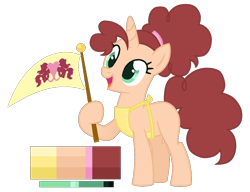 Size: 1040x800 | Tagged: safe, artist:monochrome-sunsets, oc, oc only, pony, unicorn, base used, female, flag, mare, offspring, parent:cheese sandwich, parent:pinkie pie, parents:cheesepie, simple background, solo, transparent background