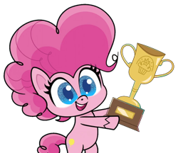 Size: 1032x890 | Tagged: safe, edit, edited screencap, screencap, pinkie pie, earth pony, pony, g4.5, my little pony: pony life, princess probz, background removed, bipedal, female, hind legs, mare, not a vector, simple background, solo, transparent background, trophy