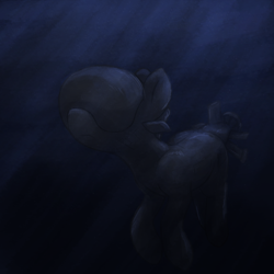 Size: 2500x2500 | Tagged: safe, artist:t72b, oc, boatpony, pony, submarine pony, boat, female, high res, looking up, mare, ocean, solo, submareine, submarine, swimming, underwater, virginia-class, water