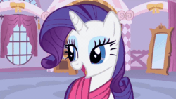 Size: 720x405 | Tagged: safe, screencap, rarity, pony, unicorn, g4, season 1, suited for success, animated, duckface, female, gif, mare, solo