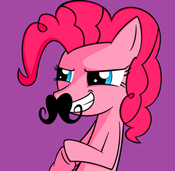 Size: 2479x2419 | Tagged: safe, artist:nolanhero, pinkie pie, earth pony, pony, g4, 2012, facial hair, female, high res, mare, moustache, solo
