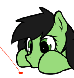 Size: 268x281 | Tagged: safe, artist:neuro, oc, oc only, oc:filly anon, earth pony, pony, behaving like a cat, female, filly, foal, laser pointer, looking at something, simple background, solo, transparent background
