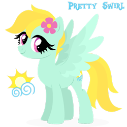 Size: 1920x1920 | Tagged: safe, artist:kabuvee, oc, oc:pretty swirl, pegasus, pony, female, flower, flower in hair, mare, simple background, solo, transparent background