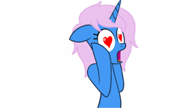 Size: 1098x691 | Tagged: safe, artist:muhammad yunus, artist:ry-bluepony1, oc, oc only, oc:radiant rail, pony, unicorn, g4, base used, eyelashes, female, heart eyes, horn, mane, show accurate, simple background, solo, transparent background, wingding eyes