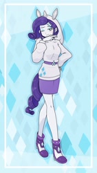 Size: 1152x2048 | Tagged: safe, alternate version, artist:batipin, part of a set, rarity, equestria girls, g4, clothes, female, hoodie, multiple variants, one eye closed, rarity peplum dress, solo, wink