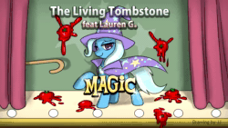 Size: 640x360 | Tagged: safe, artist:johnjoseco, artist:lauren goodnight, artist:the living tombstone, trixie, pony, unicorn, g4, 2012, brony history, brony music, cover, cover art, female, food, link in description, mare, music, nostalgia, sound, sound only, stage, tomato, webm