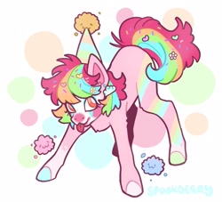 Size: 1253x1139 | Tagged: safe, artist:sp00kberry, oc, oc only, earth pony, pony, :p, clown, cute, hat, makeup, party hat, simple background, solo, tongue out, white background