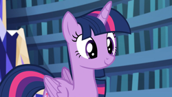 Size: 1920x1080 | Tagged: safe, screencap, twilight sparkle, alicorn, pony, every little thing she does, g4, season 6, adorkable, cute, dork, female, folded wings, mare, smiling, solo, twiabetes, twilight sparkle (alicorn), wings