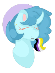 Size: 600x800 | Tagged: safe, artist:birdyboop, oc, oc only, pony, unicorn, bust, ear piercing, nonbinary, nonbinary pride flag, piercing, portrait, pride, pride flag, simple background, solo, transparent background