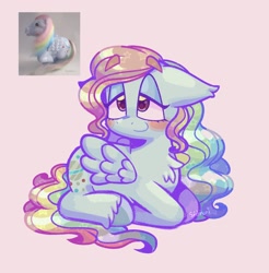 Size: 1622x1648 | Tagged: safe, artist:lemoocado, moonstone, pegasus, pony, g1, eyebrows, eyebrows visible through hair, floppy ears, lidded eyes, simple background, solo