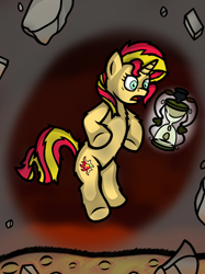 Size: 1024x1366 | Tagged: safe, artist:spinoffjoe, sunset shimmer, pony, unicorn, fanfic:sunset of time, g4, fanfic art, female, fluffy, hourglass, solo, time travel