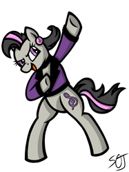 Size: 1024x1366 | Tagged: safe, artist:spinoffjoe, idw, octavia melody, earth pony, pony, g4, reflections, spoiler:comic, bipedal, female, mirror universe, rocktavia, simple background, solo, transparent background