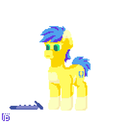 Size: 512x512 | Tagged: safe, artist:vohd, oc, oc only, oc:vohd, earth pony, pony, :p, animated, coat markings, earth pony oc, full body, gif, long tongue, loop, pixel art, signature, simple background, sitting, socks (coat markings), solo, standing, tongue out, white background