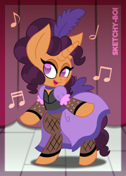 Size: 2500x3500 | Tagged: safe, artist:snakeythingy, saffron masala, pony, unicorn, g4, over a barrel, burlesque, clothes, dancing, dress, high res, saloon, saloon dress, singing