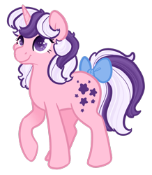 Size: 1313x1508 | Tagged: safe, artist:ganseyiii, artist:howdyhorsey, twilight, pony, unicorn, g1, bow, full body, hooves, horn, simple background, smiling, solo, tail, tail bow, transparent background, two toned mane, two toned tail