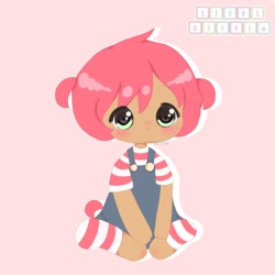 Size: 1024x1024 | Tagged: safe, artist:littlkittie, babs seed, earth pony, anthro, g4, ambiguous facial structure, chibi, clothes, overalls, solo, watermark